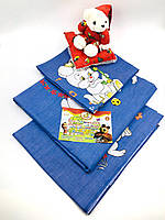 Детский комплект в кроватку из Ранфорса 110х140 "Зайчики на голубом фоне"
