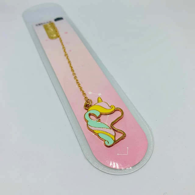 закладка с единорогом мятно-желтая грива