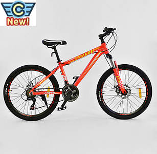 Велосипед Спортивний CORSO STRANGE 24" дюйма ORANGE рама алюмінієва, 21 швидкість