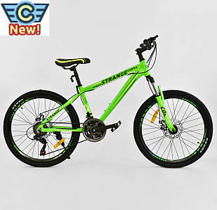 Велосипед Спортивний CORSO STRANGE 24" дюйма GREEN рама алюмінієва, 21 швидкість