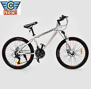 Велосипед Спортивний CORSO STRANGE 24" дюйма WHITE рама алюмінієва, 21 швидкість