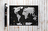 Чорна скретч карта світу My Map Black Edition сріблястий скретч-шар + Постер з прапорами у подарунок!, фото 2