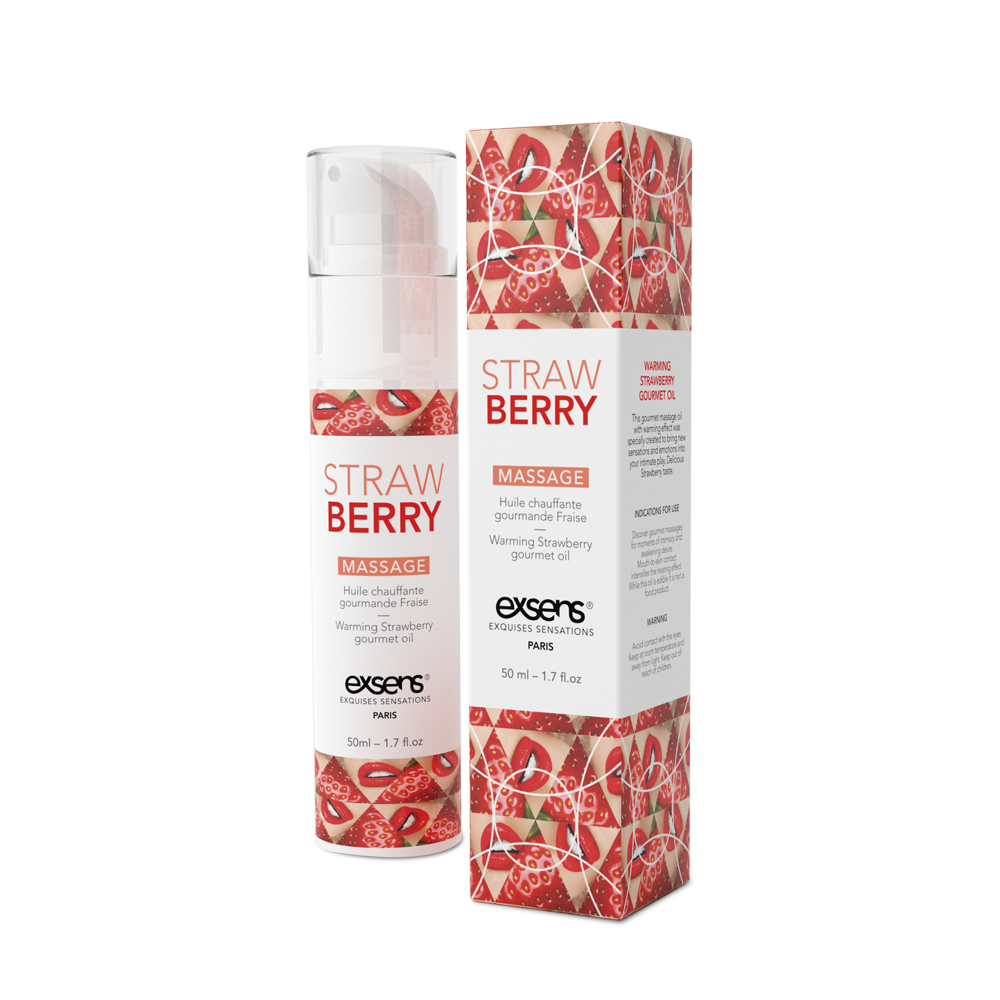 Масажне масло EXSENS Strawberry 50мл розігріваючу, без цукру, без парабенів, їстівне, фото 1