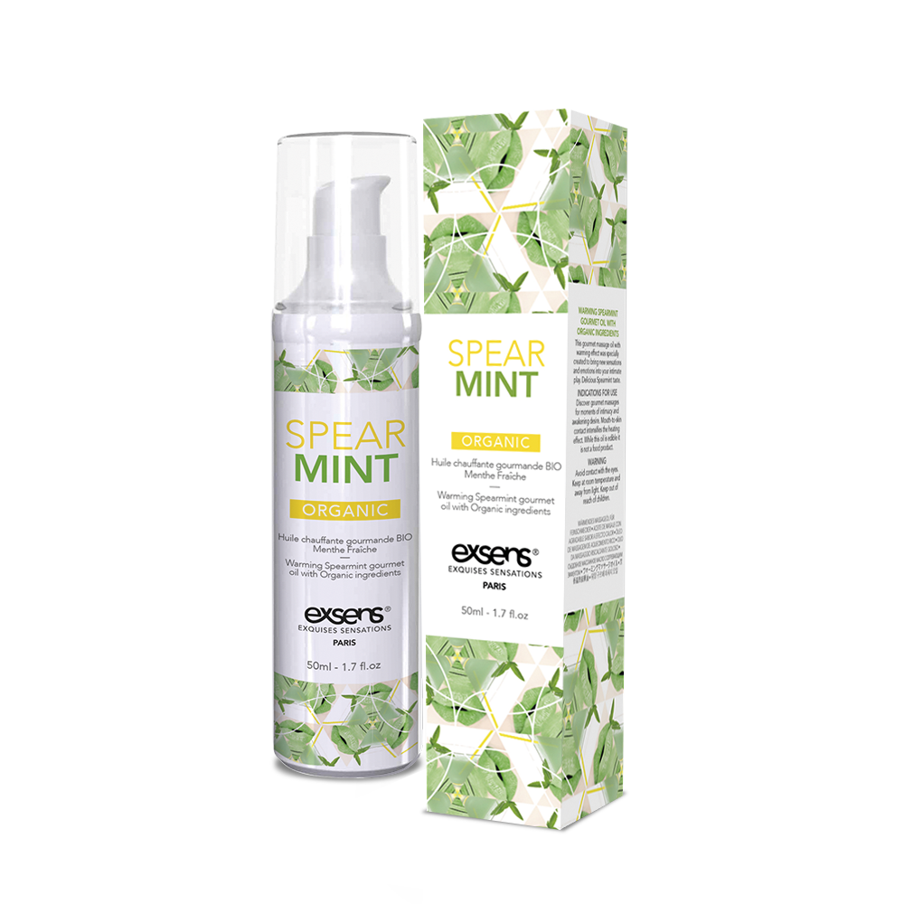 Масажне масло EXSENS Organic Spear Mint 50мл розігріваючу, без цукру, без парабенів, їстівне, фото 1