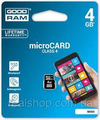 Картка пам'яті Goodram MicroSDHC 4GB Class 4 (M400-0040R11)