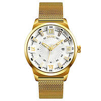Skmei 9166 золотые с белым циферблатом мужские классические часы