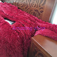 Покривало травичка  ⁇  Пухнастий махровий плед із довгим ворсом. 220х240. Колір Гранатовий