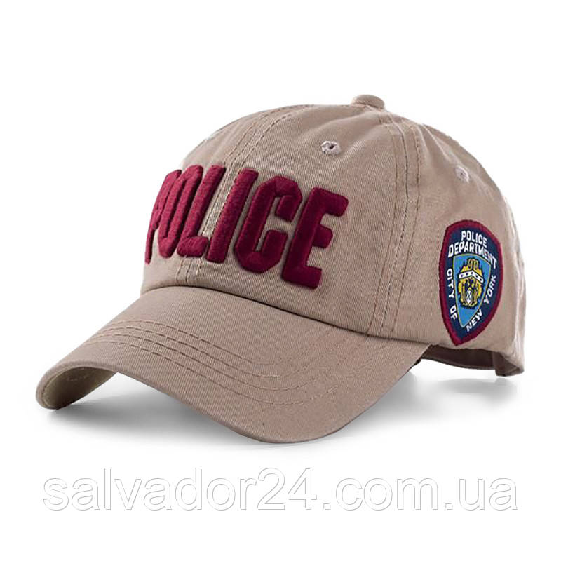 Бейсболка POLICE бежева, кепка блайзер 