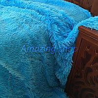 Покривало травичка  ⁇  Пухнастий махровий плед із довгим ворсом. 220х240 см. Колір Блакитний
