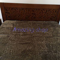 Покривало травичка <unk> Пухнастий махровий плед. Koloco (коло) з довгим ворсом. 220х240 см. Колір Коричневий.