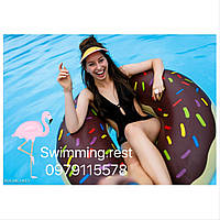 Величезний Надувний круг Пончик Donuts 120 см шоколадний з ручками