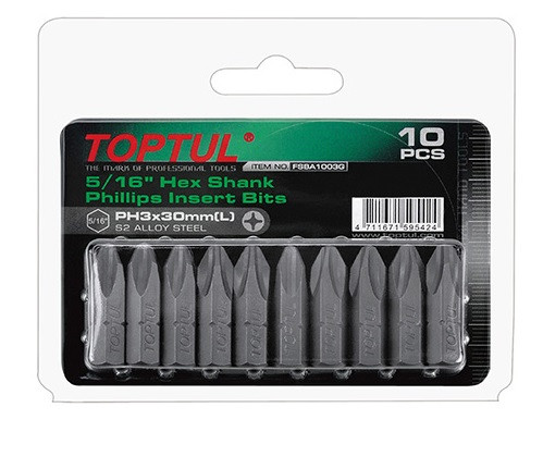 Набір біт 5/16" L30мм PH2 10 од. на блістері TOPTUL FSBA1002G