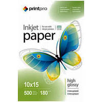 Глянцевий фотопапір PrintPro 180гр, 10x15, 500 аркушів