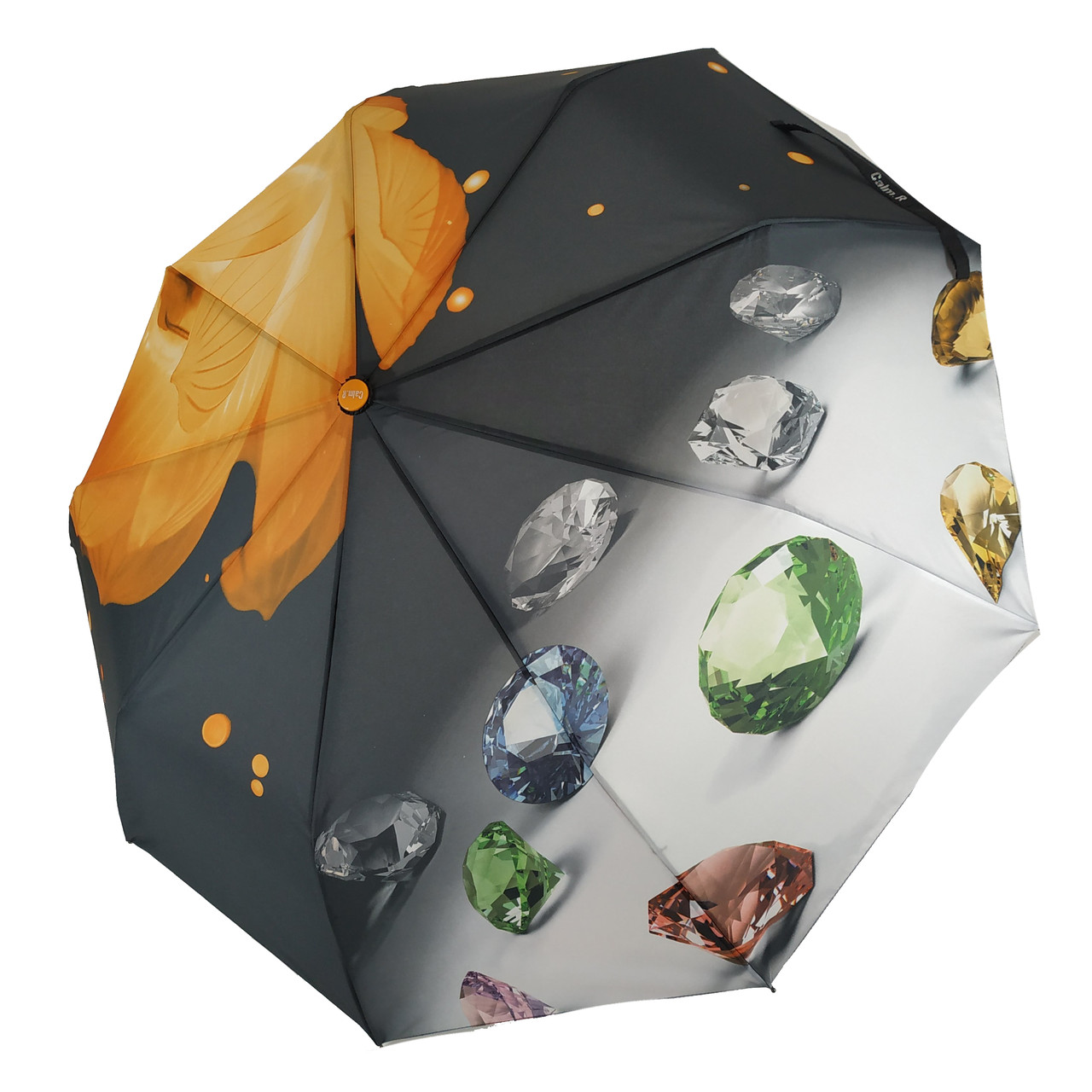 Жіноча парасоля напівавтомат Calm Rain, модель "Brilliant" на 9 спиць, помаранчевий, 125-5