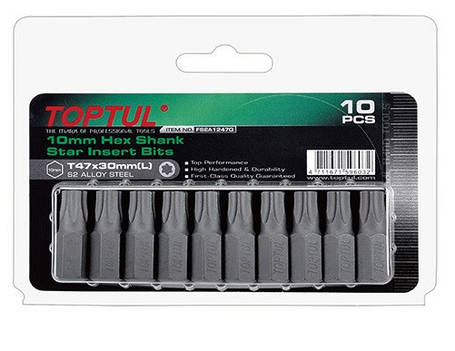 Набір біт 10мм L30мм T30 10 од. на блістері TOPTUL FSEA1230G, фото 1