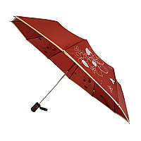Женский зонт полуавтомат на 10 спиц, с изображением цветов, красный, 0114-2