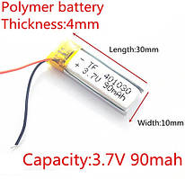 Батарея 90 mAh 3.7V 401030 Літій-Полімер Акумулятор для Bluetooth Гарнітури