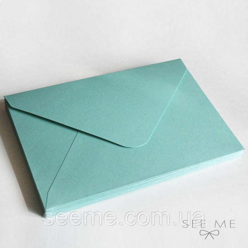 Конверт 205x140 мм, колір зелено-блакитний (teal), КОМПЛЕКТ 10 шт.