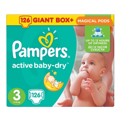 Підгузники Pampers Active Baby-Dry Midi 4-9 кг, 126 шт (Памперси)