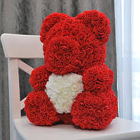 Мишко з троянд з серцем Bear Flowers 40 см з коробкою