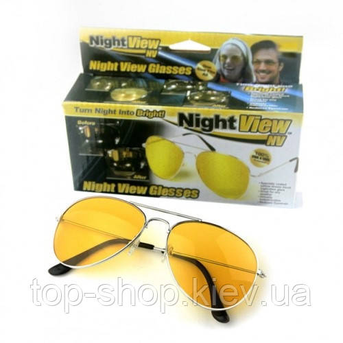 Антиблікові окуляри для водіїв Авіатор Night View NV жовті, фото 1