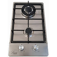 Газова двоконфорочна нержавіюча вбудована плита, чавун, газконтроль, турбо пальник, підпал Luxor EGX 32
