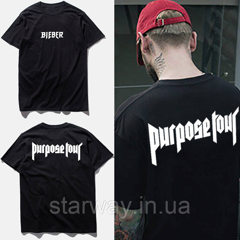 Чорна футболка purpose tour | bieber logo