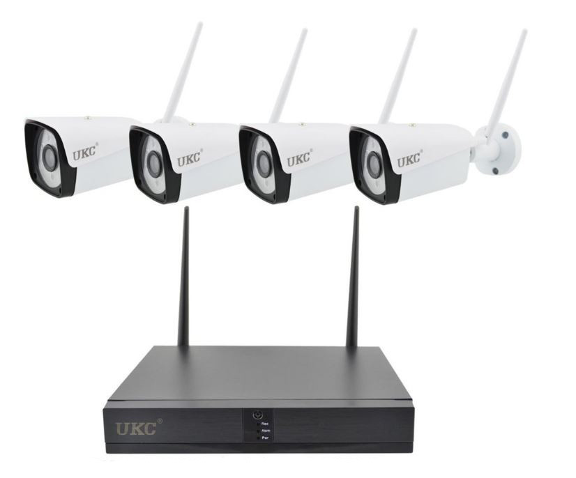 Комплект відеоспостереження бездротової DVR KIT CAD Full HD UKC 8004/6673 Wi-Fi 4ch набір на 4 камери, фото 1
