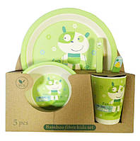 Набір дитячої бамбуковій посуду MHZ Eco Bamboo MH-2772 зелений, 5 предметів