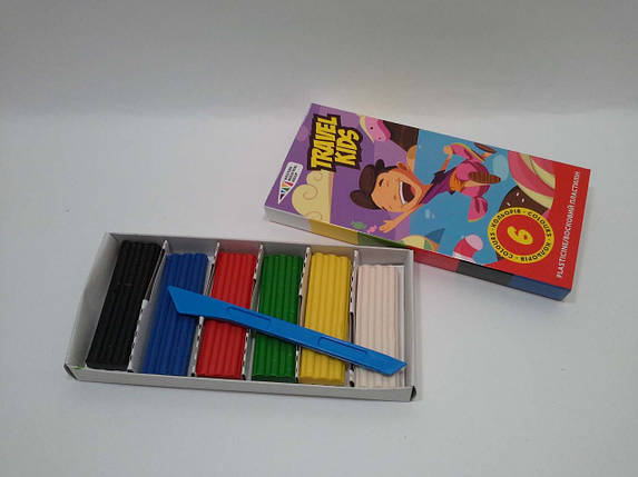 Канц Пластилін 6 цв восковой ”TRAVEL KIDS” /331008/TK/ к/к 72г. (24), фото 3