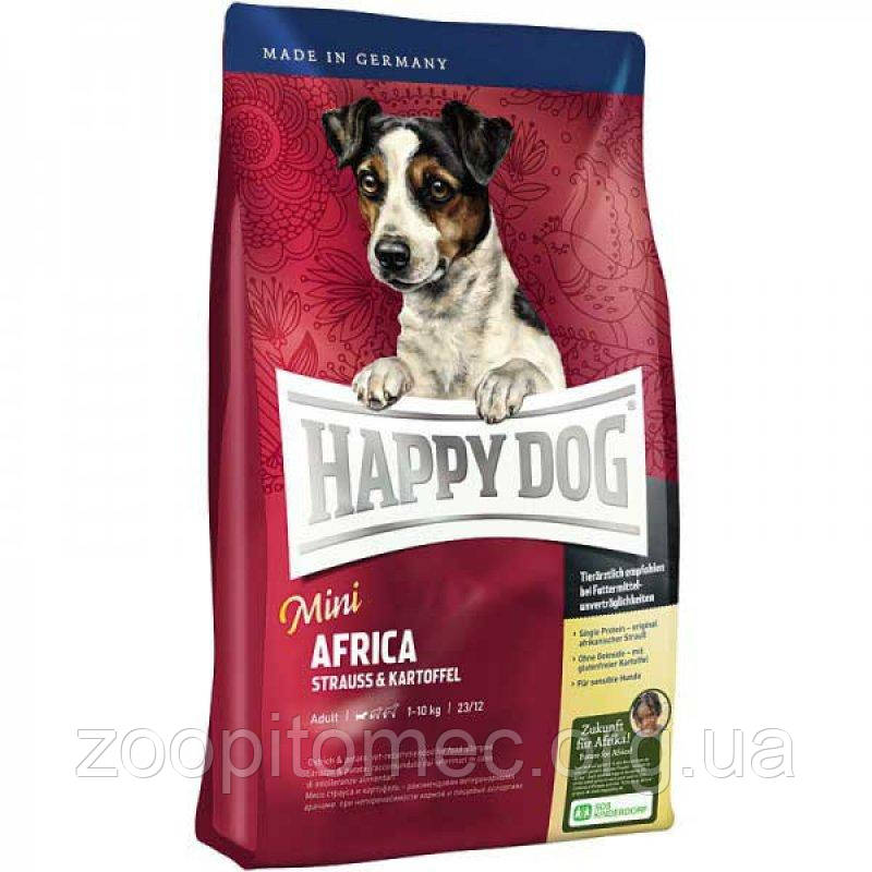 Корм для собак Happy Dog (Хеппі Дог) Mini Africa для дрібних порід (м'ясо страуса+картопля), 1 кг
