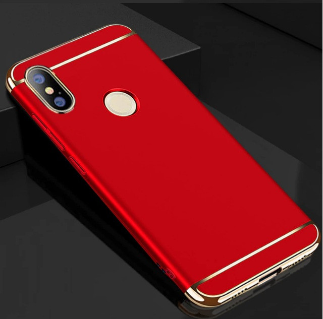 Чохол накладка із золотими вставками для Xiaomi Mi 8 SE (червоний)