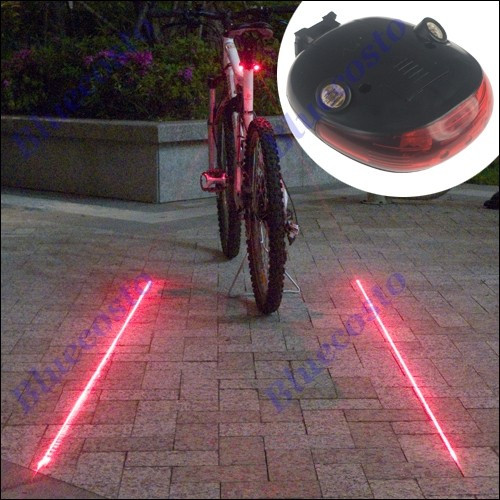 Светодиодная фара-мигалка с двумя лазерными подсветками,велосипедный фонарь с лазером - фото 2 - id-p89666675