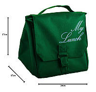 Термосумка. Lunch bag с вышивкой My lunch. Тёмно - зелёный