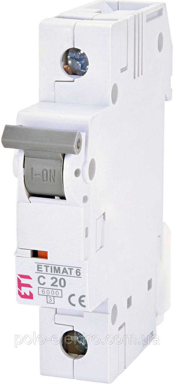 Автоматичний вимикач ETIMAT 6 1p C 20А (6 kA) ETI