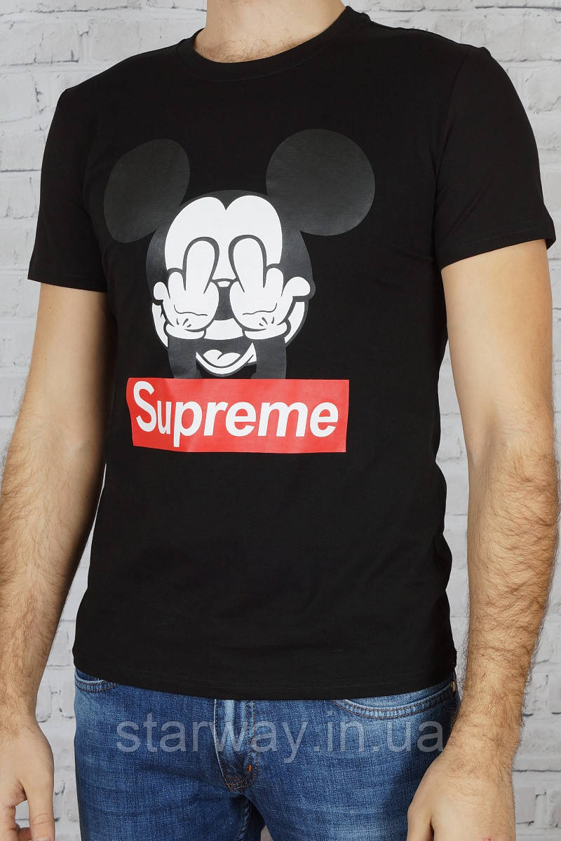 Стильна футболка supreme | mickey mouse logo