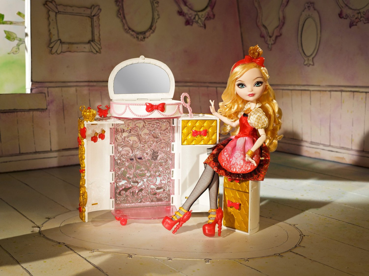 Туалетний столик для ляльки Ever After High Barbie Барбі скринька для прикрас Епл Вайт Apple White