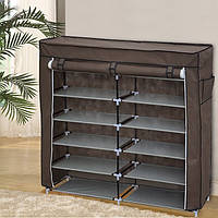 Тканинний взуттєвий шафа органайзер «T2712 brown» Коричневий