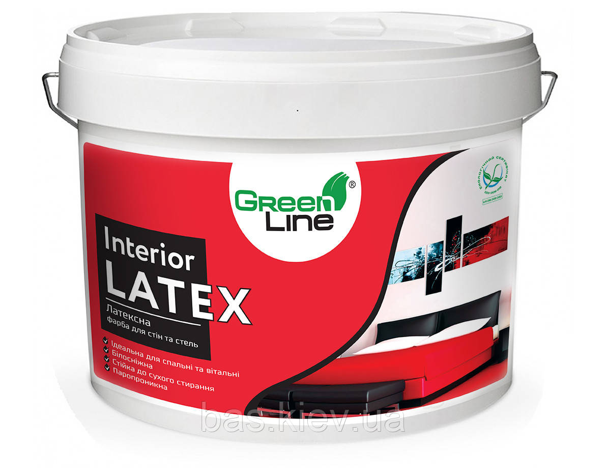 GREEN LINE Інтер'єрна латексна фарба для стін і стель Interior Latex 10 л