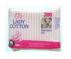 Ватні палички для чищення вух 200 шт Lady Cotton в ПОЛІЕТ. пак. (4820048487368)