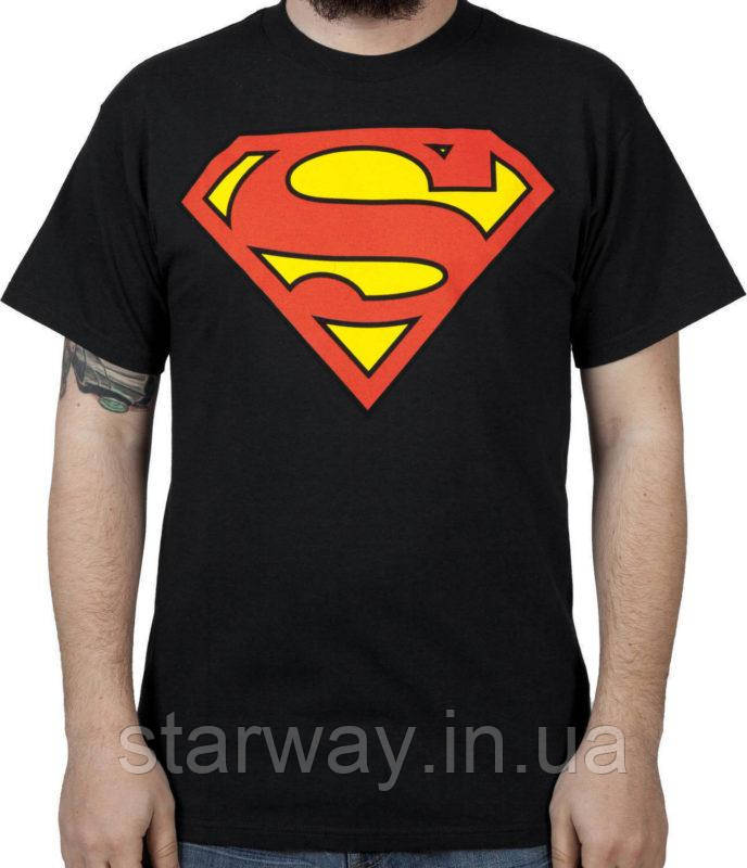 Чорна футболка superman | супермен