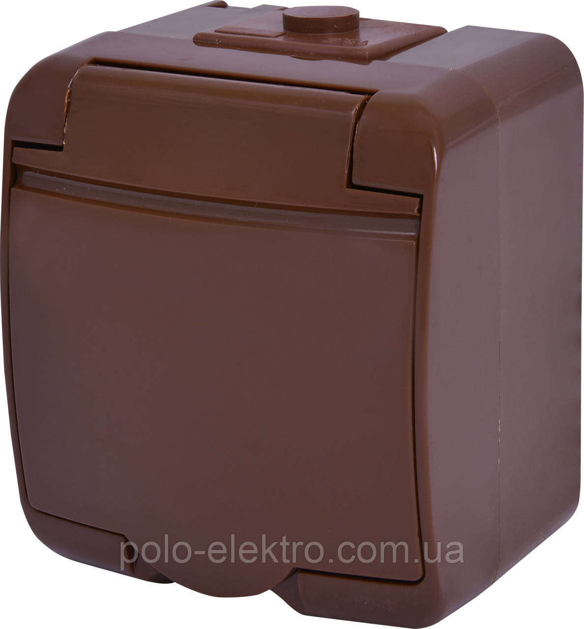 Розетка 1-а з/до Schuko RHE-1s-KR (коричнева/коричнева кришка IP44) ETI