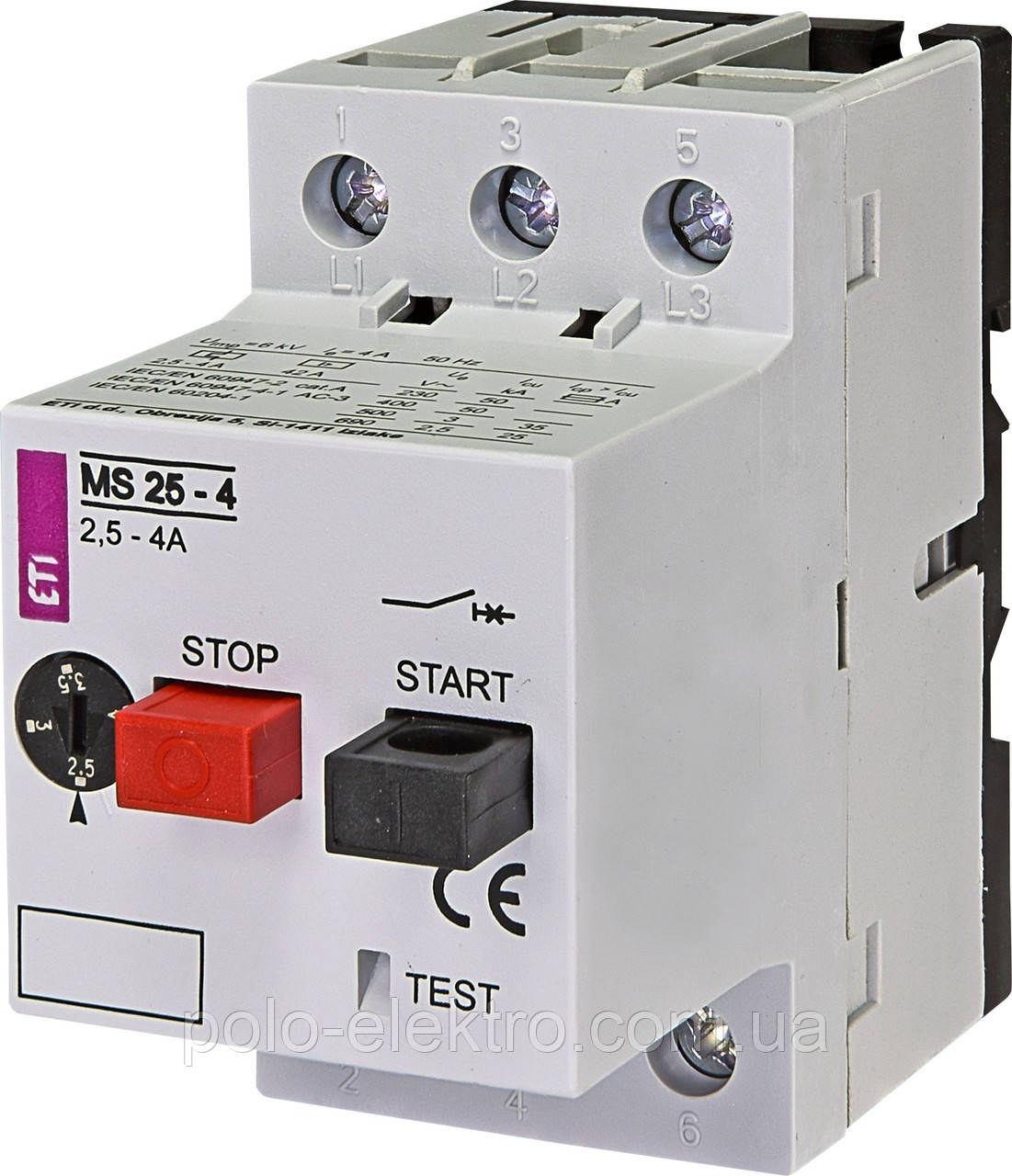 Автоматичний вимикач захисту двигуна MS25-4 ETI