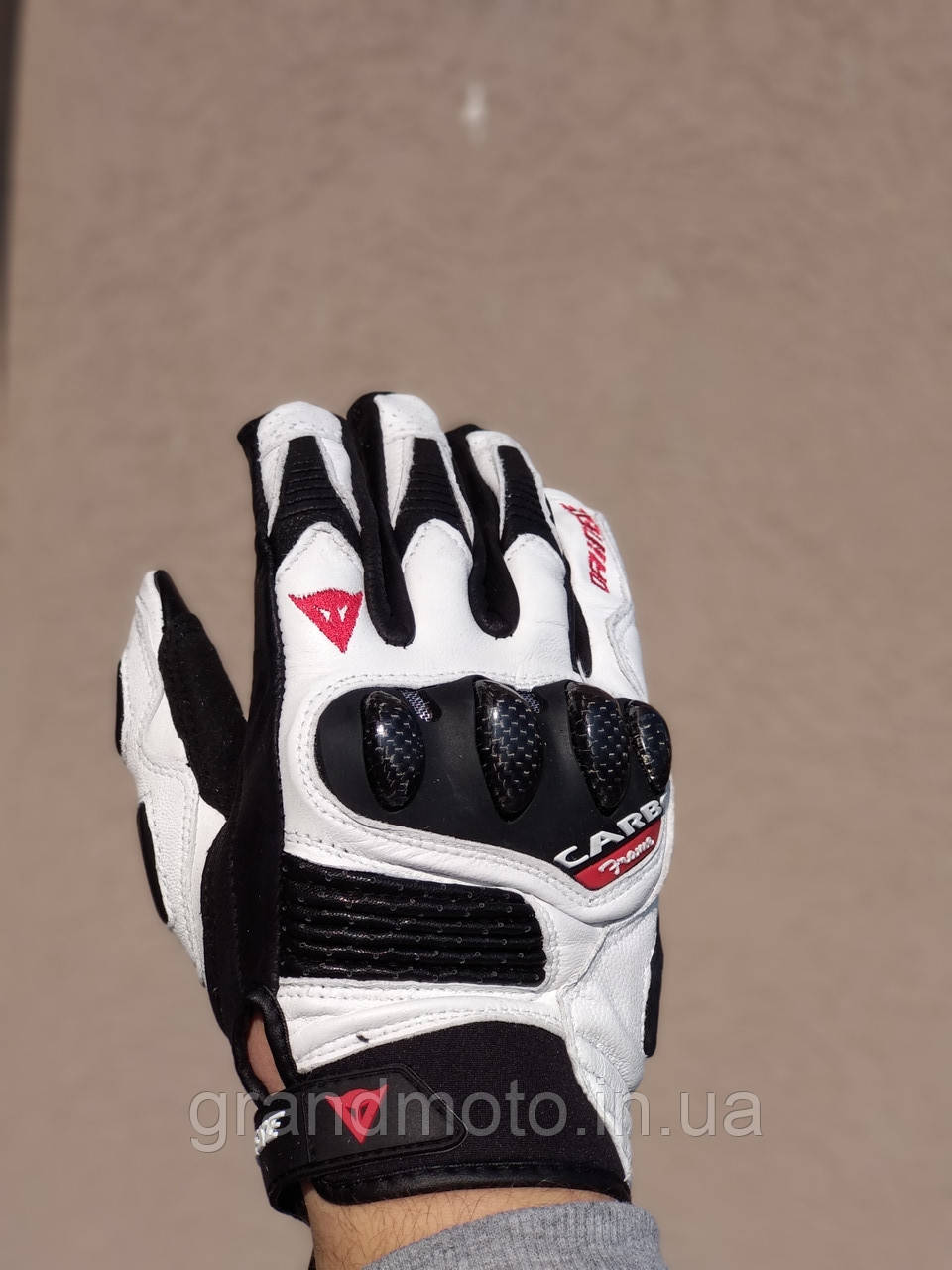 Моторукавиці Dainese Carbon Frame touchscreeen шкіряні літні мото рукавички короткі, фото 1