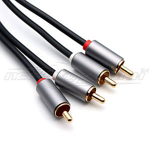 Кабель аудіо 2RCA-2RCA (висока якість) New Design, 3 м, фото 2