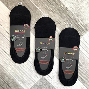 Підслідники чоловічі бамбук з силіконовою п'ятою Bianos Socks, 41-45 розмір, чорні, 02232