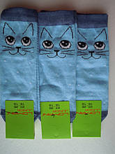 Шкарпетки Дитячі котики блакитні розмір 23-26 на 3-5 років