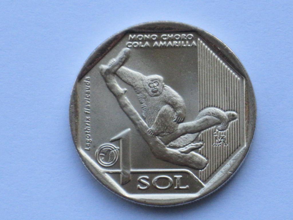 Перу 1 соль 2019 рік Мавпа жовтохвоста (Lagothrix flavicauda) №3524, фото 1
