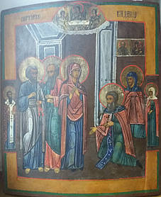 Ікона Явление Богородицы Сергию Радонежскому 19 століття. Росія