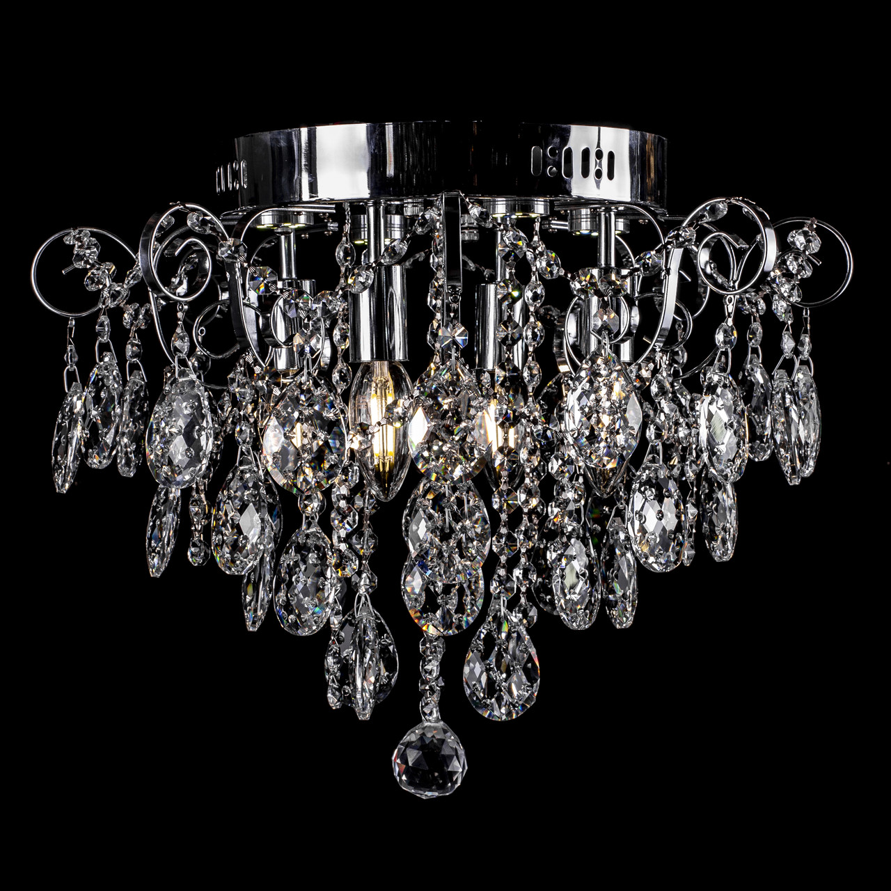 Кришталева люстра на 4 лампи СветМира з підсвічуванням основи та пультом д/у PM-E2247/4+4/CH/LED, фото 1